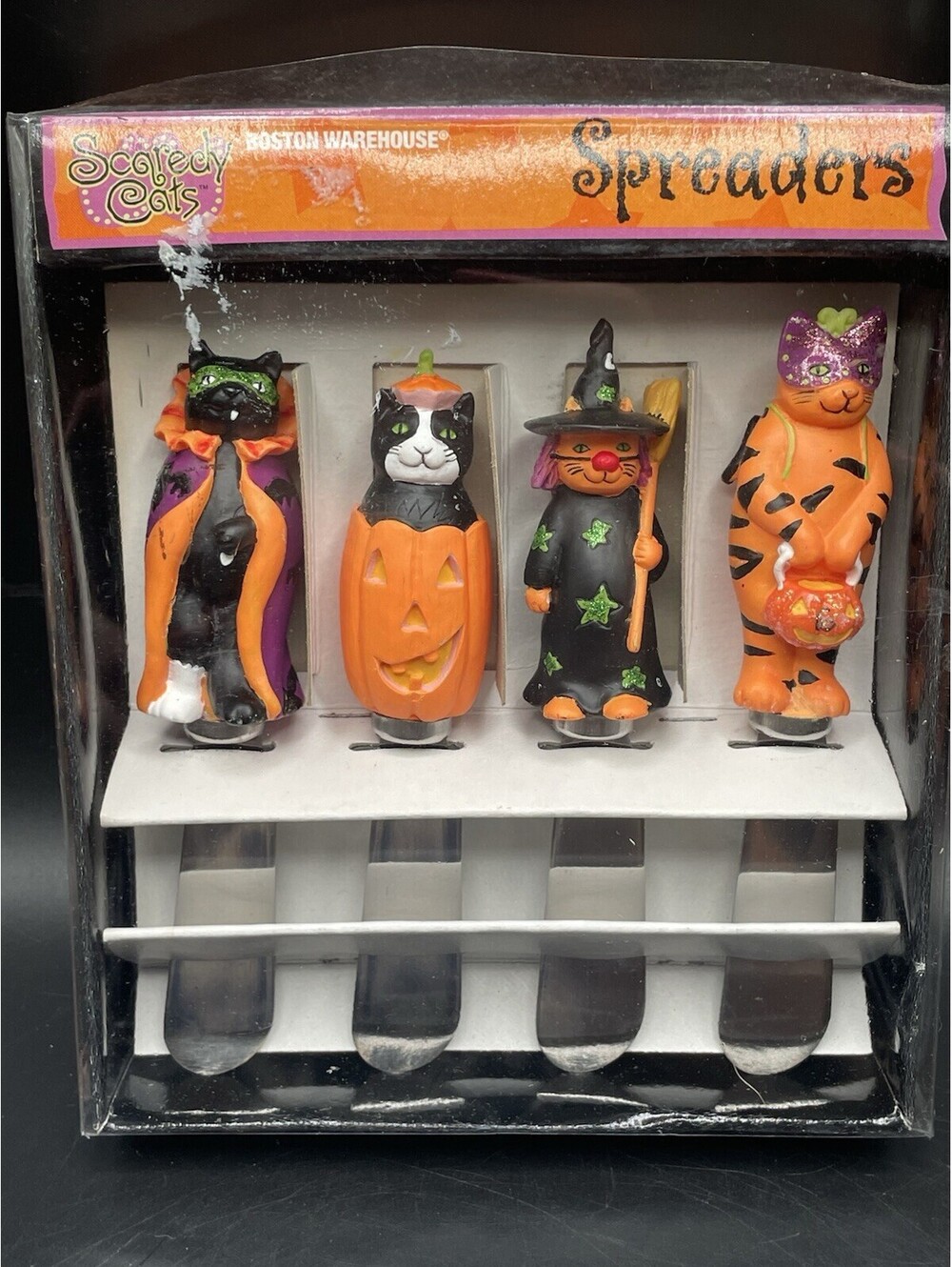 Boston Warehouse "Scaredy Cats" Halloween Spreaders set of 4